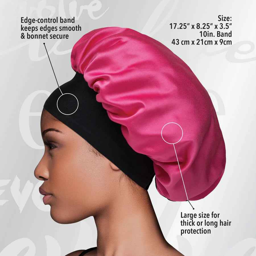 EVOLVE- LUXE- SATIN WIDE-EDGE BONNET- FUCHSIA