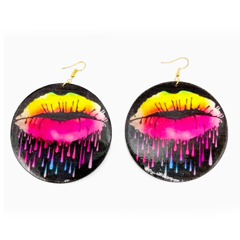 Earrings Handmade Multi-color Dripping Lips