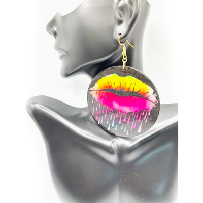 Earrings Handmade Multi-color Dripping Lips