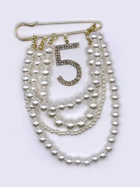 Brooch/Pin- Pearls w/ Diamond 5