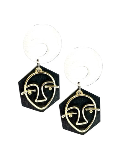 Earrings Geo Abstract Face