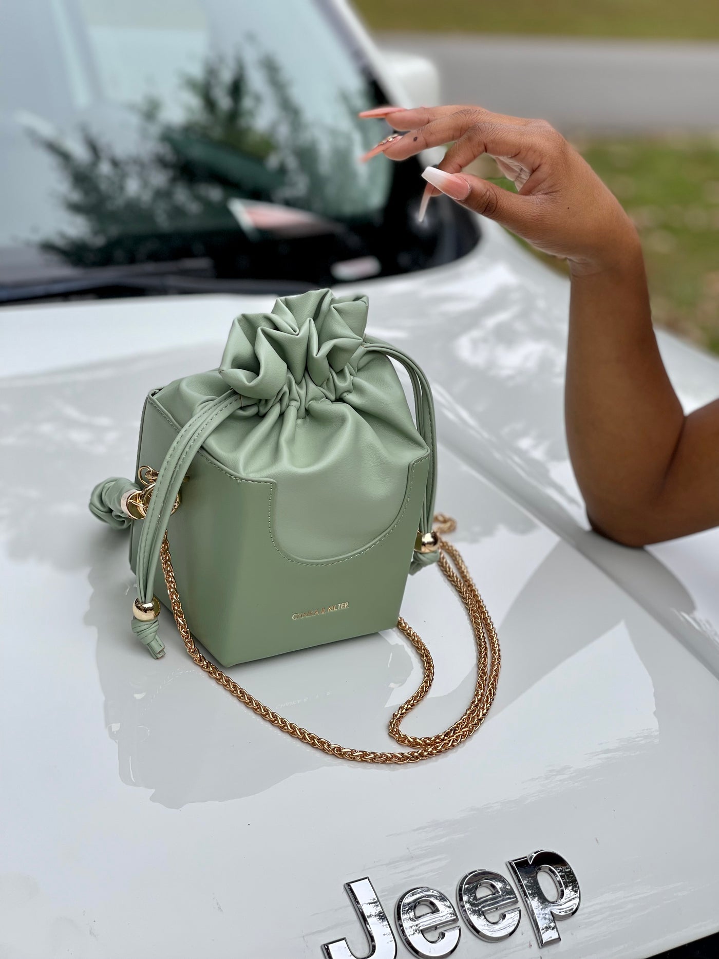 Leather Handbags for Women Designer Bucket Purses Fashion Shoulder Bag - Green