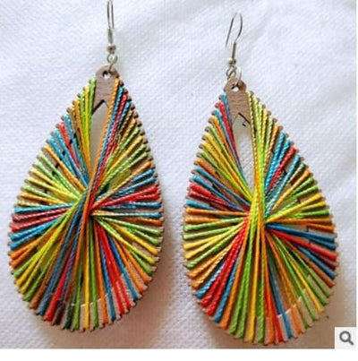 Earrings Multi-colored Woven Drop
