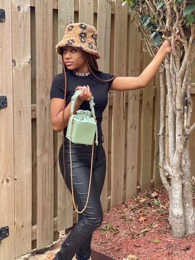 Leather Handbags for Women Designer Bucket Purses Fashion Shoulder Bag - Green